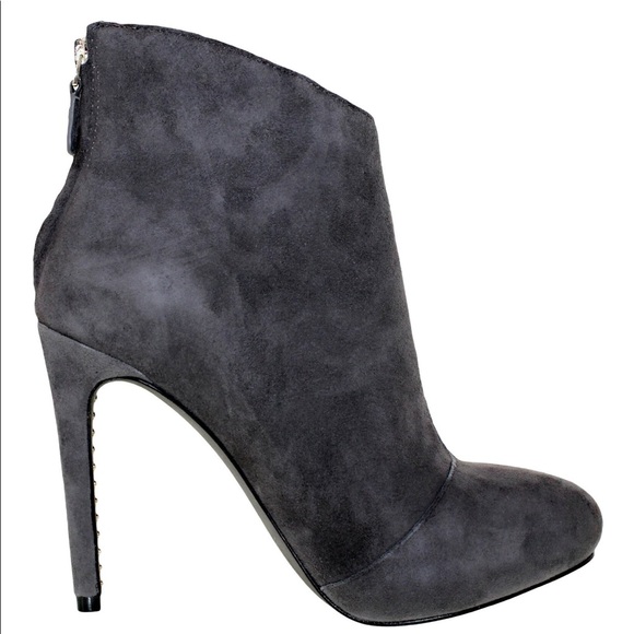 Rebecca Minkoff Acadia Gray Suede Leather Platform Heeled Booties - Picture 5 of 10
